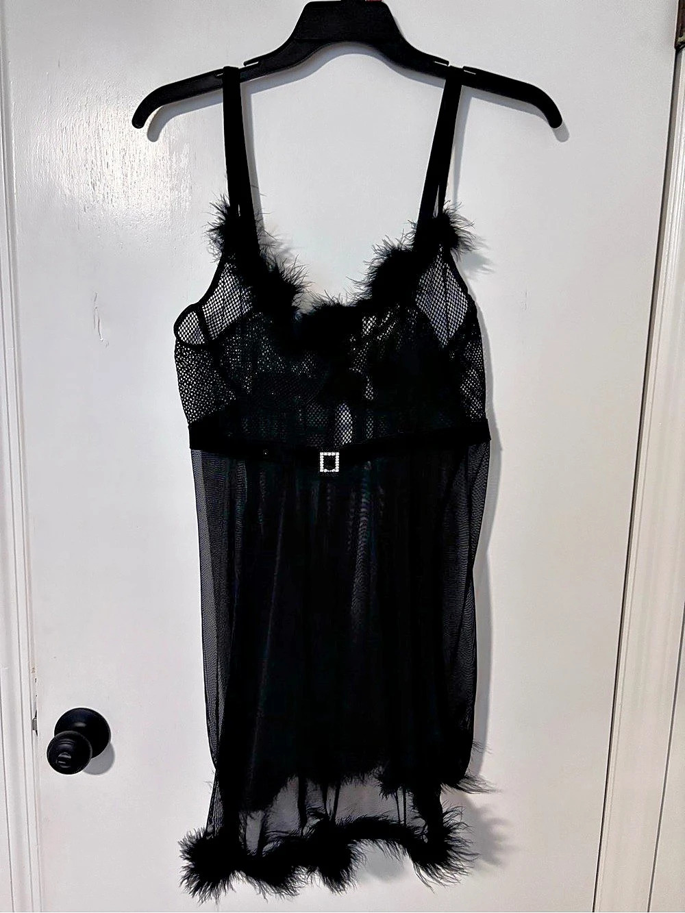 Coquette Diva Black Feather Trim Mini Dress Size 1x/2x Like New